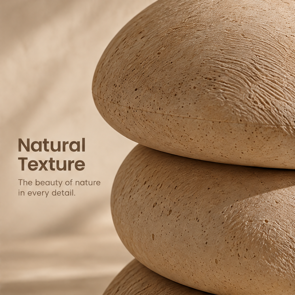 CARTOVE Stacked Pebble Stool surface texture close-up — Natural Texture
