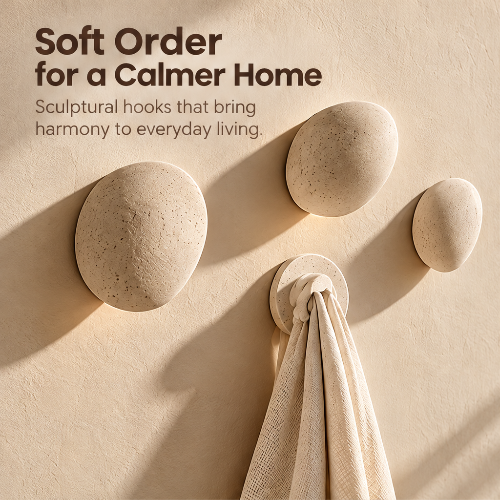 CARTOVE Stone Pebble Wall Hooks three sizes from above — A More Beautiful Way to Organize