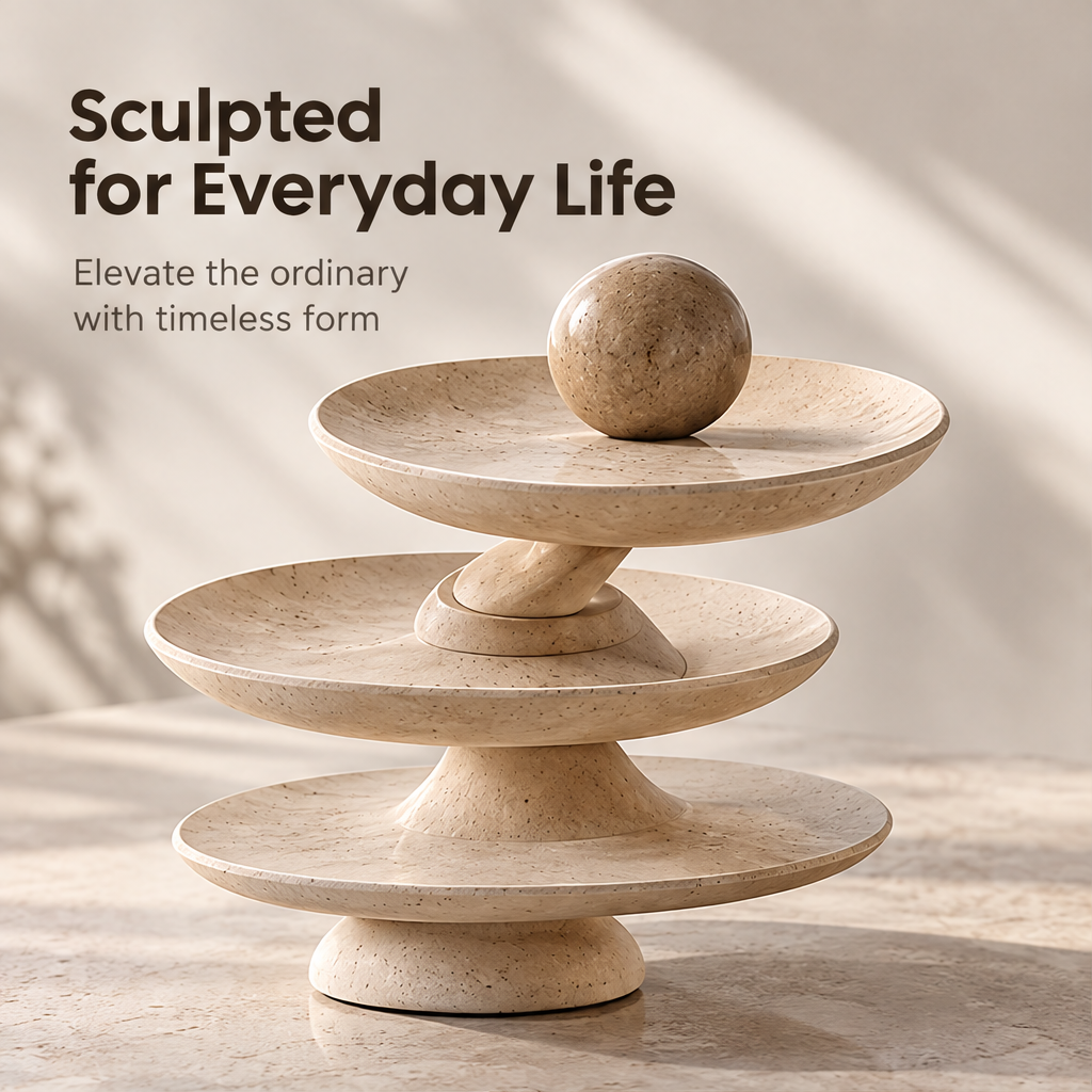 CARTOVE 3-Tier Stone Organizer Stand on calm water surface — clean product shot