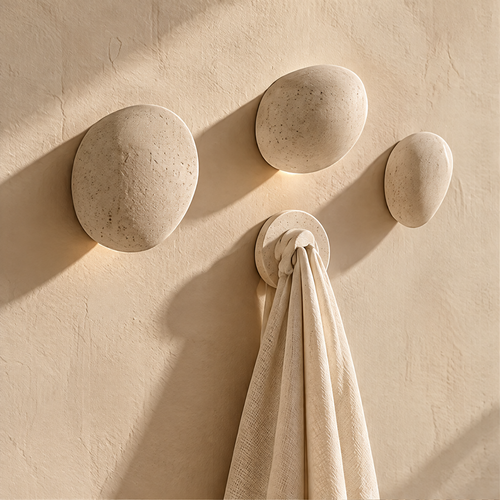 CARTOVE Stone Pebble Wall Hooks set of 3 with towel hanging — Soft Order for a Calmer Home