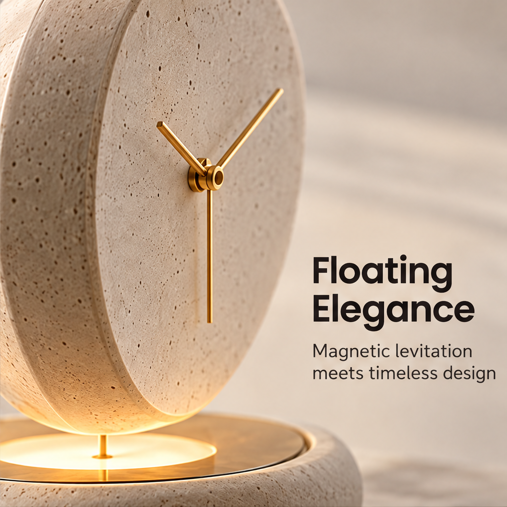 CARTOVE Stone Desk Clock on desk in natural light — Time in Balance