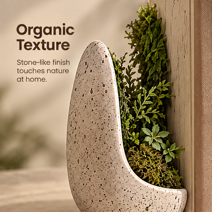 CARTOVE Stone Crescent Bookend Planter single piece stone texture close-up with ferns — Organic Texture