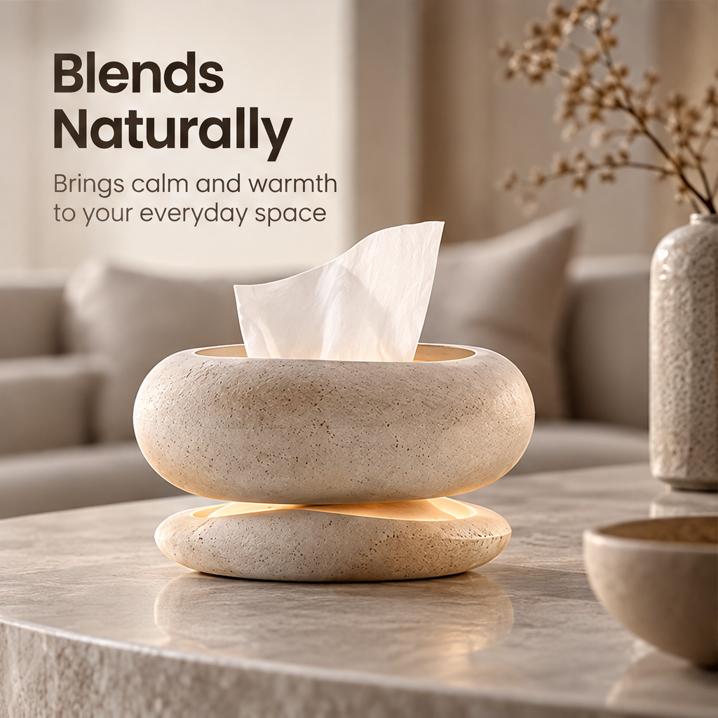 CARTOVE Stone Tissue Box Holder close-up curve detail — Thoughtful Details