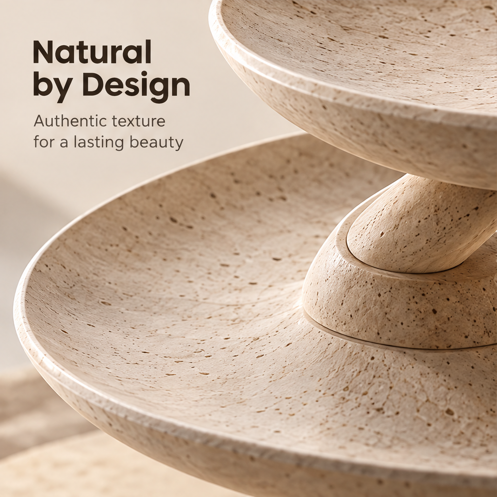 CARTOVE 3-Tier Stone Organizer Stand tray texture close-up — Natural by Design