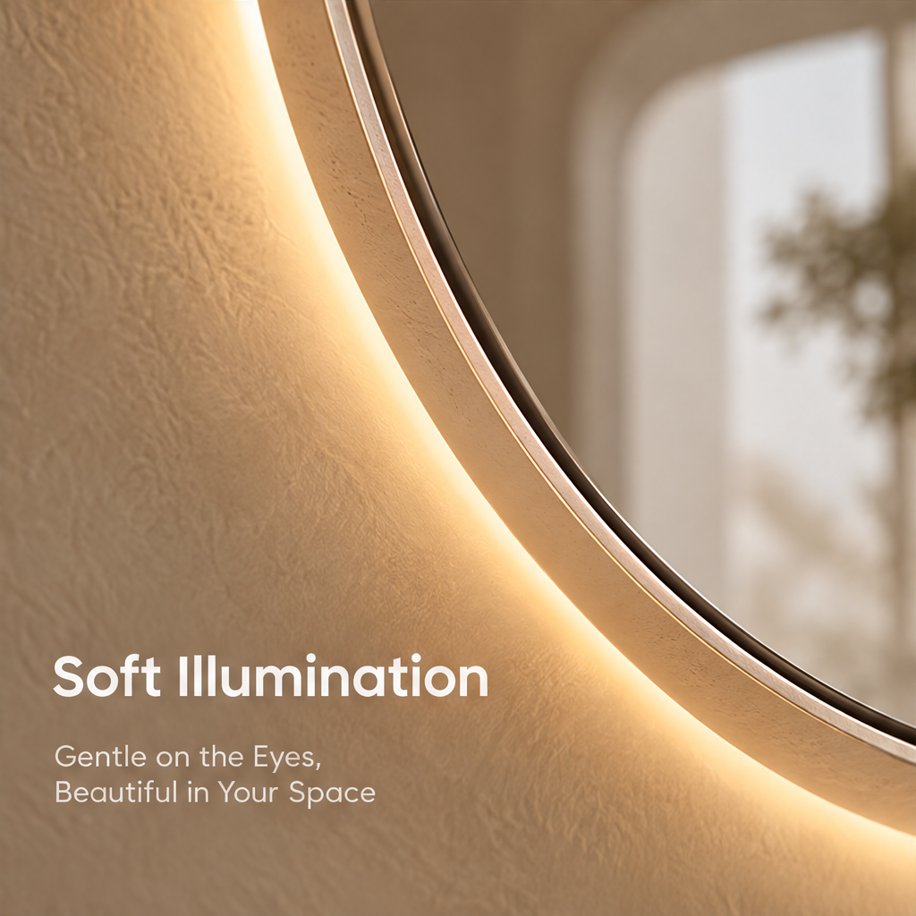 CARTOVE Organic LED Backlit Wall Mirror side profile view — Refined from Every Angle