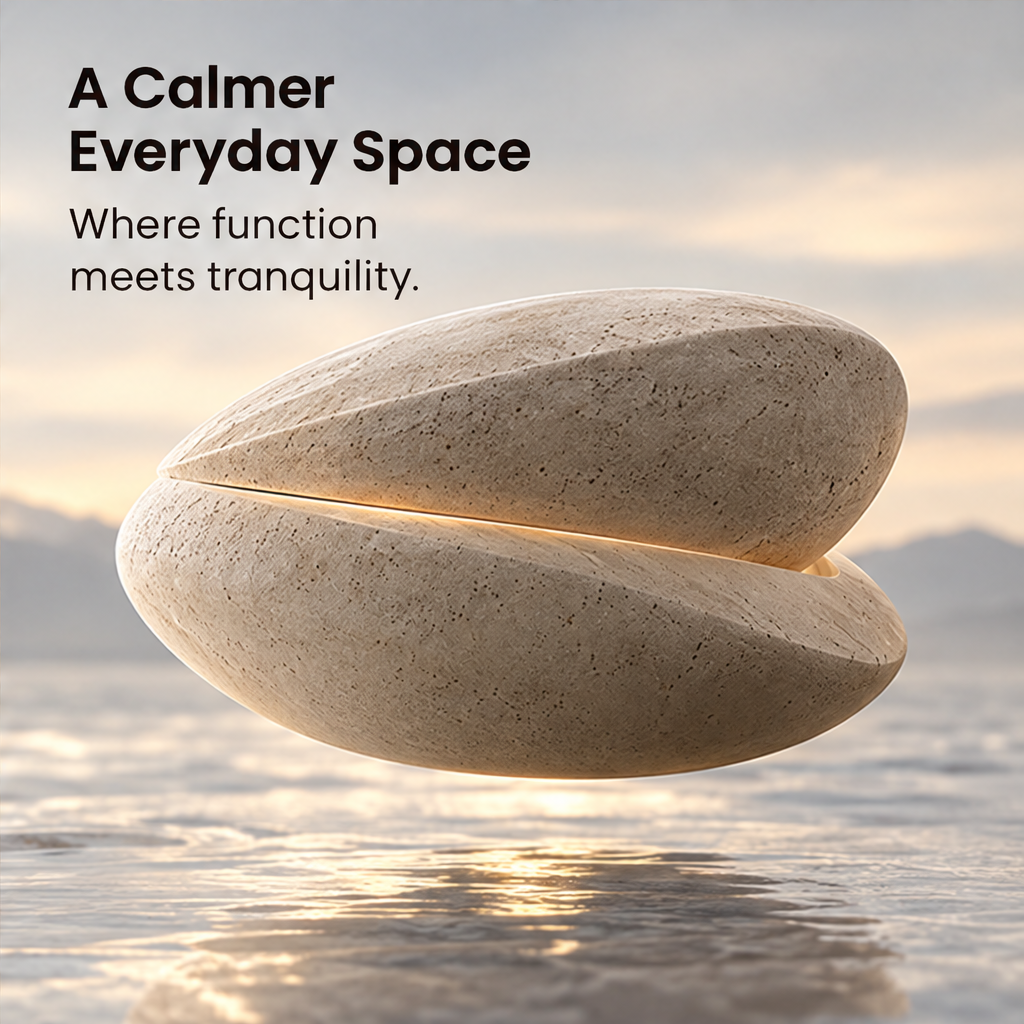 CARTOVE Clam Jewelry Box closed floating above water — A Calmer Everyday Space