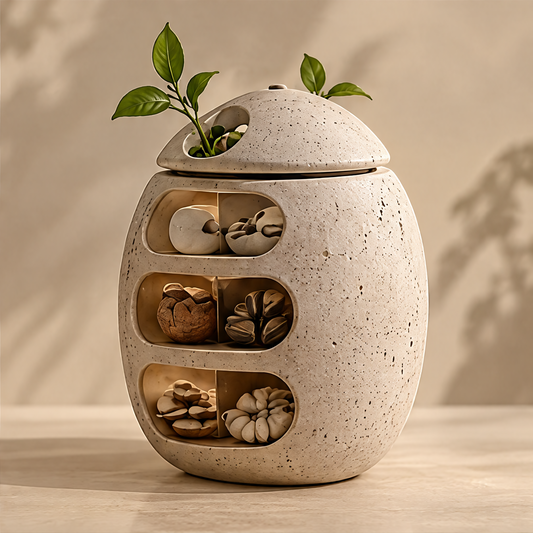 CARTOVE Stone Egg Storage Jar clean product shot neutral background full view