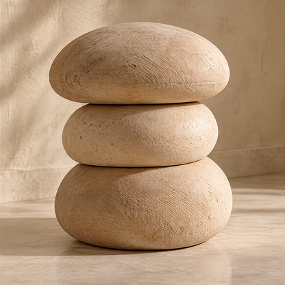 CARTOVE Stacked Pebble Stool clean product shot against draped background